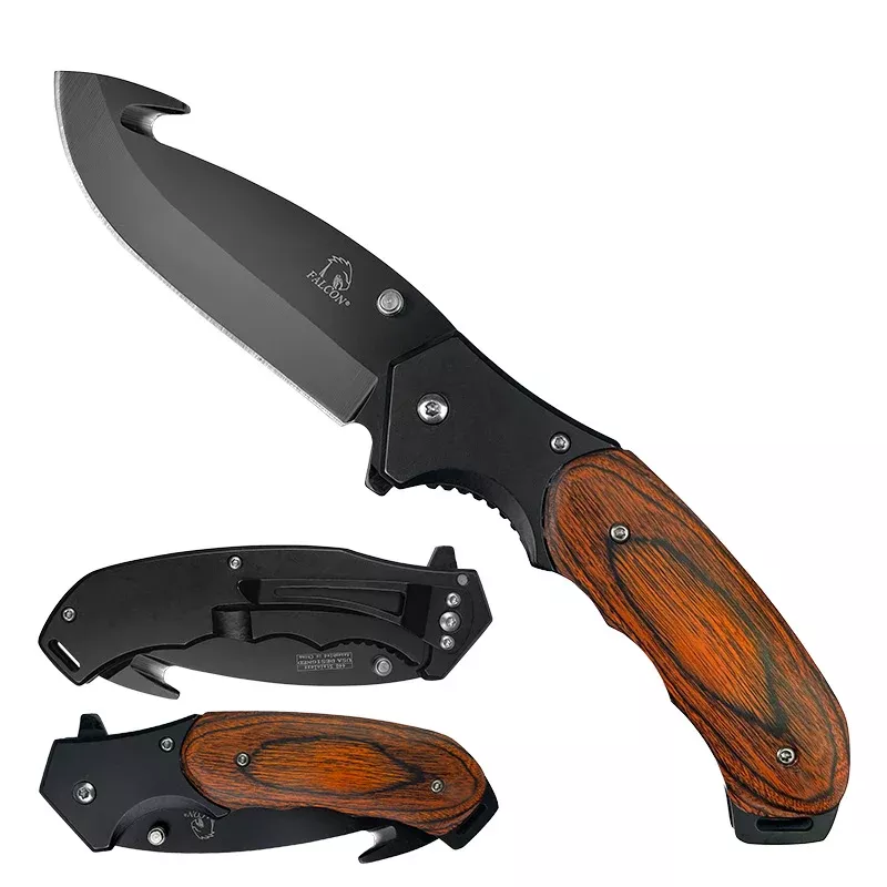 Falcon Spring Assisted Wood Handle Pocket Knife
