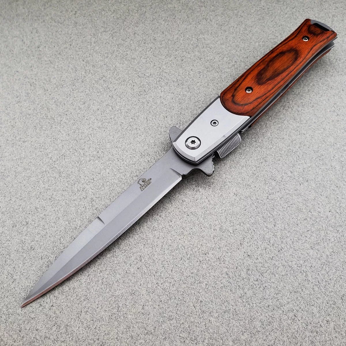 Falcon Wood Spring Assisted Pocket Knife - Precision Crafted