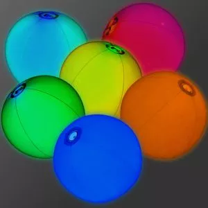 Glow Beach Balls with Glow Insert - Assorted Colors 12 pcs