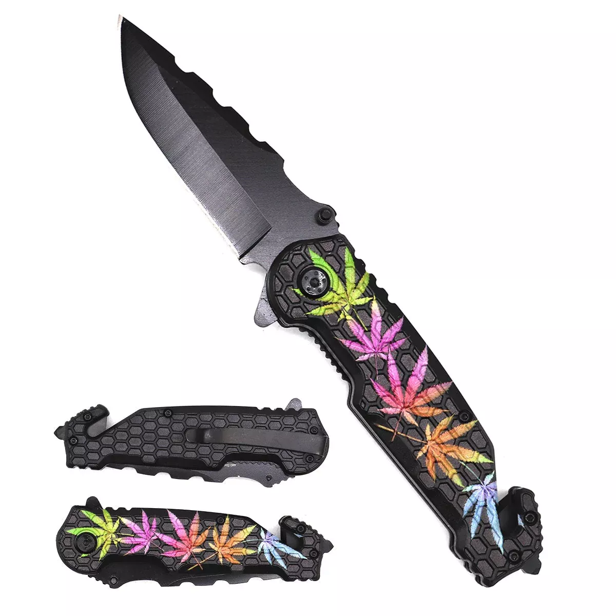 Guild Arms Weed Leaf Handle Pocket Knife - Spring Assisted