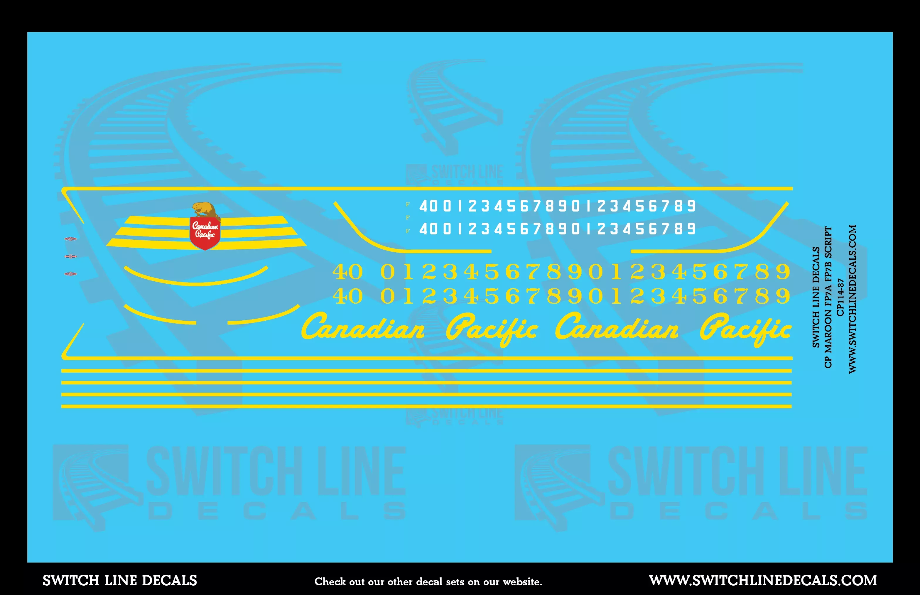 HO Scale Canadian Pacific Maroon FP7A FP7B Script Decal Set