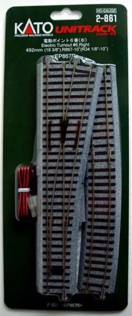 Kato 2-861 HO Scale UniTrack #6 Remote Right-Hand Turnout