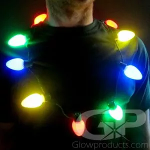 Large Christmas Bulb Light Necklaces - Multi Color