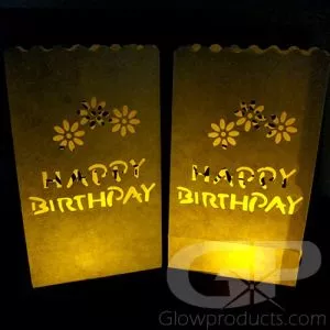 Luminary Bags with Tea Lights - Happy Birthday