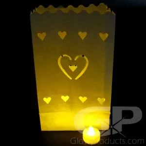 Luminary Bags with Tea Lights - Hearts