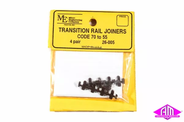 Micro Engineering - 26-005 - Transition Rail Joiners - Code 70 to 55 - 4 Pairs
