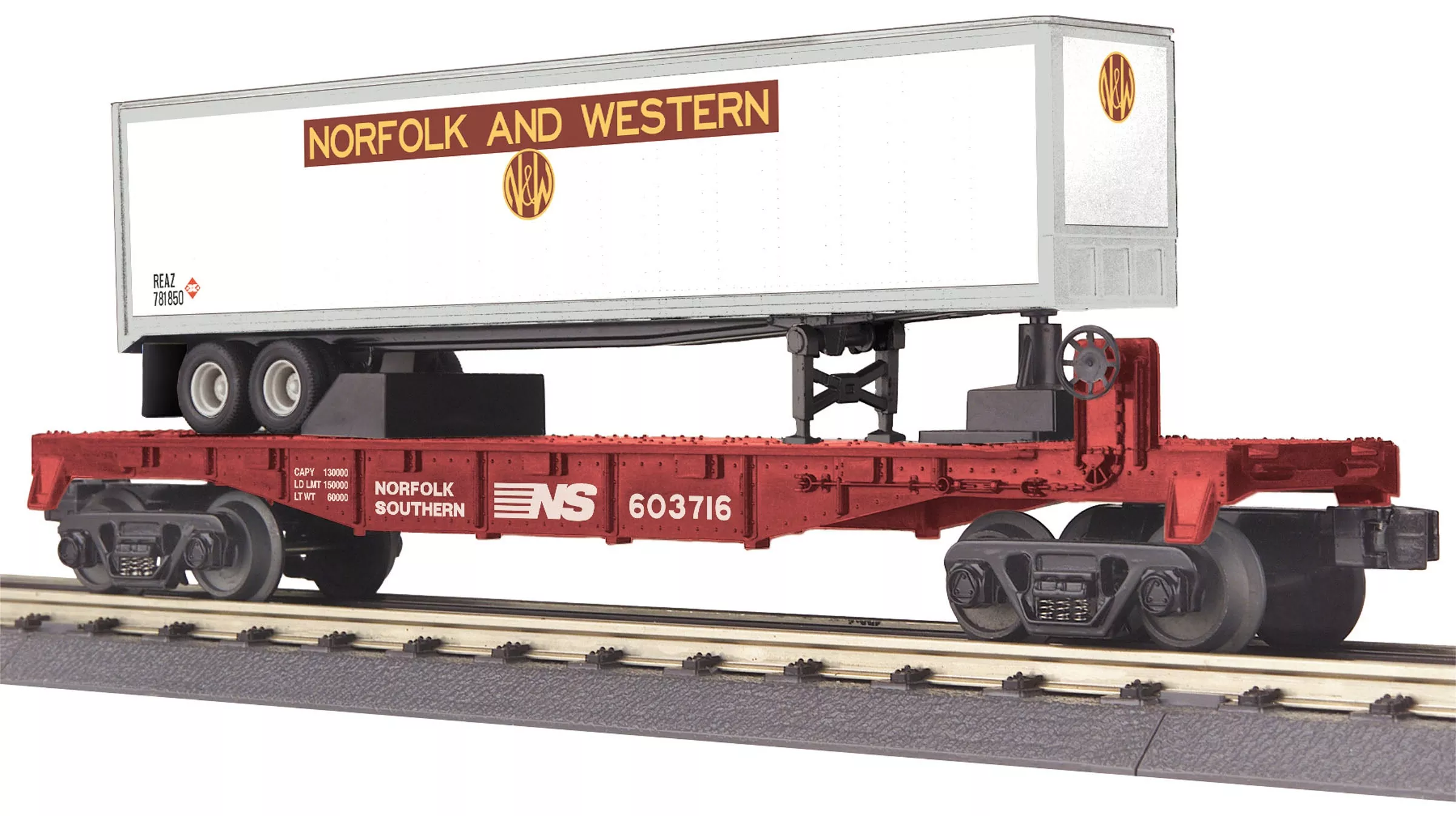 MTH 30-76660 Norfolk Southern NS Flat car with 40' Trailer 0 scale new