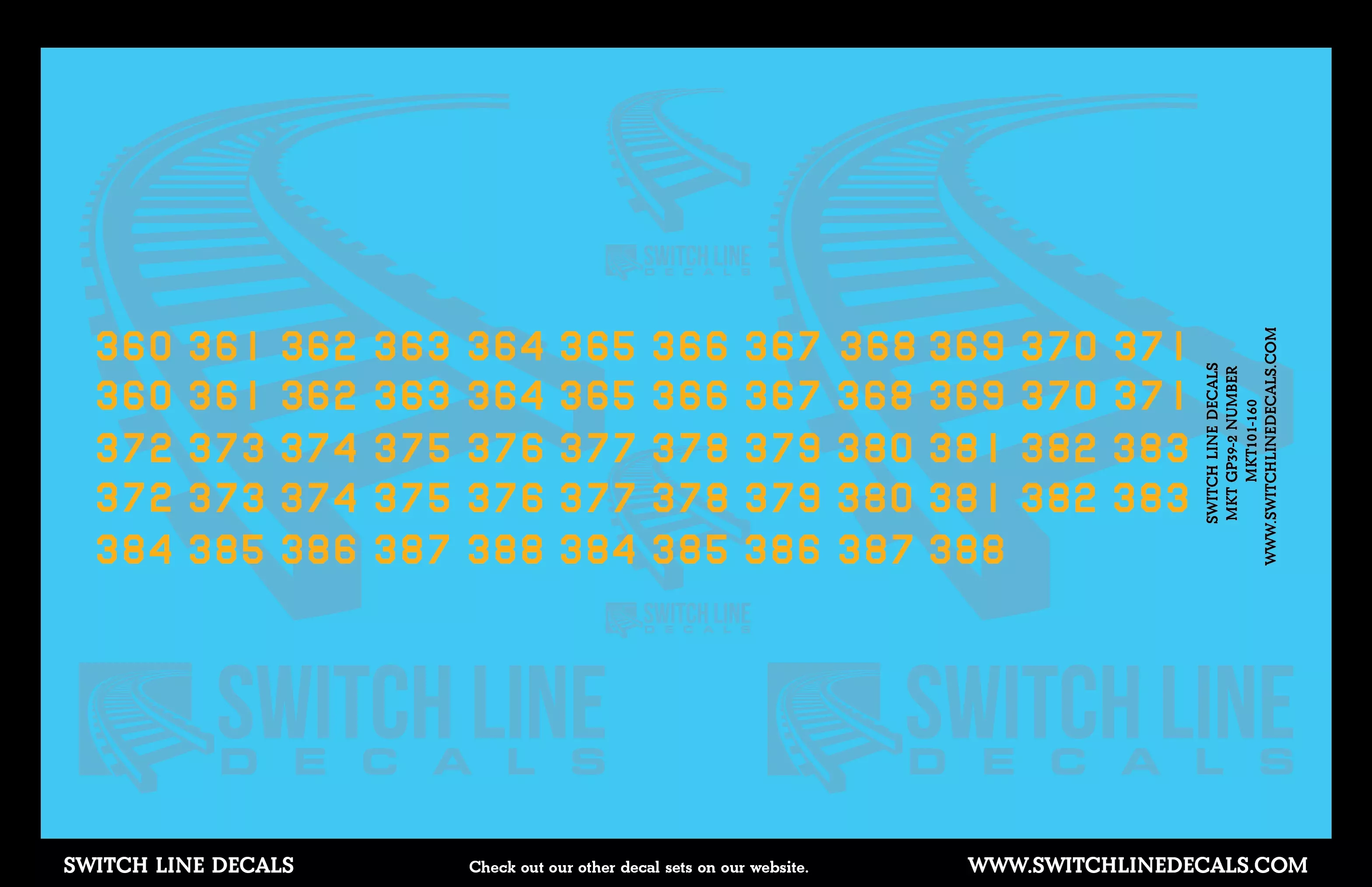 N Scale MKT GP39-2 Numbers Decal Set