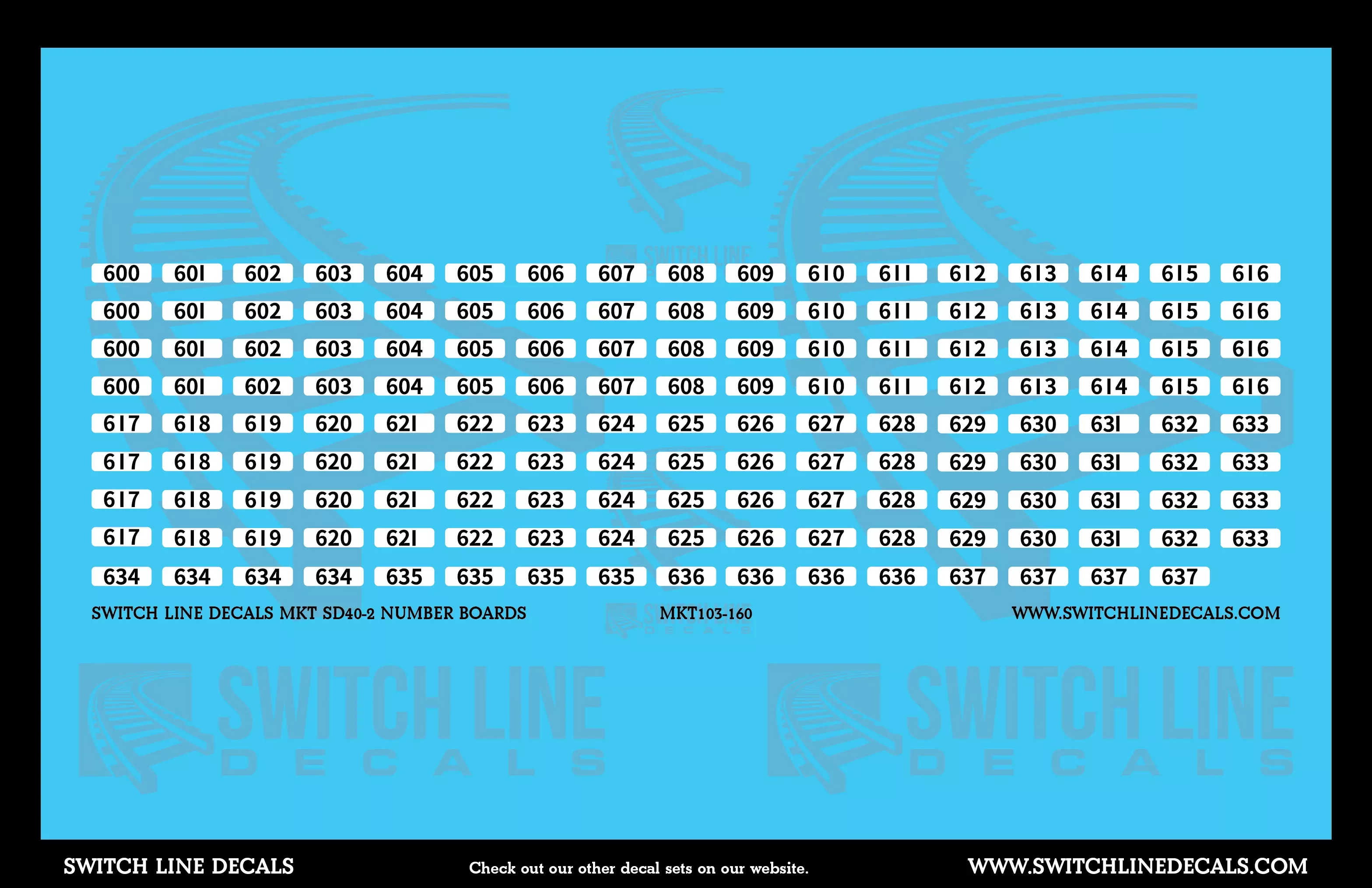N Scale MKT SD40-2 Number Boards V1 Decal Set