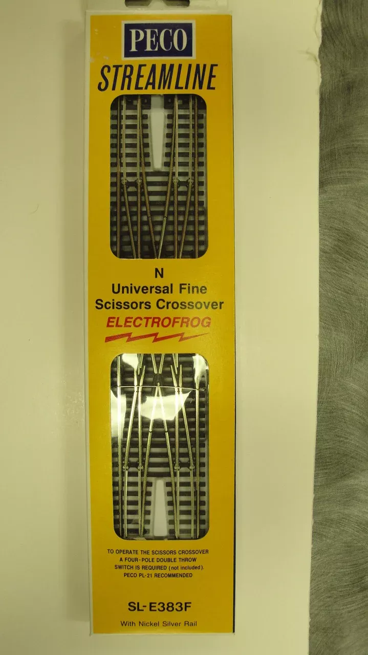 Peco SL-E383F Double Crossover (Scissors-Type) Electrofrog Right Hand Code 55 N Scale