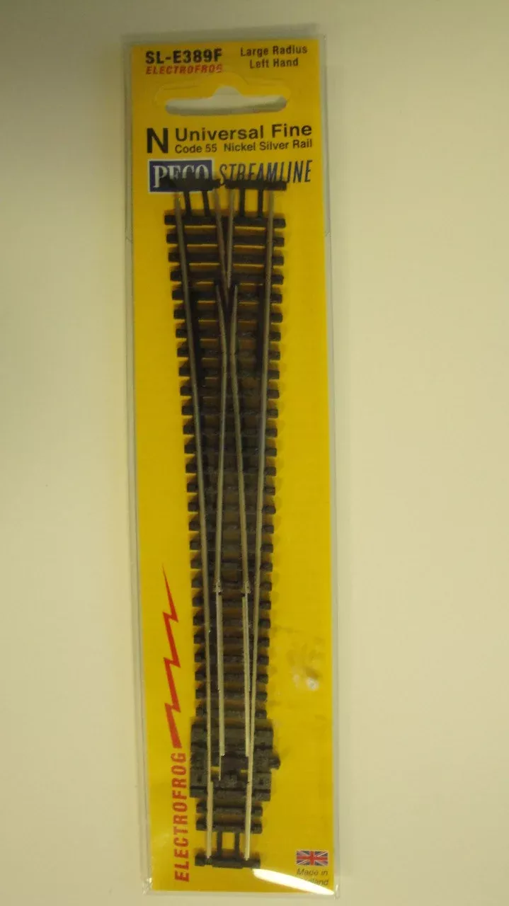 Peco SL-E389F #8 Turnout Long 36" Radius Electrofrog Left Code 55 N Scale
