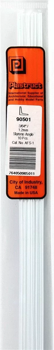 Plastruct 90501 AFS-1 Fineline Angle, 3/64" (10)