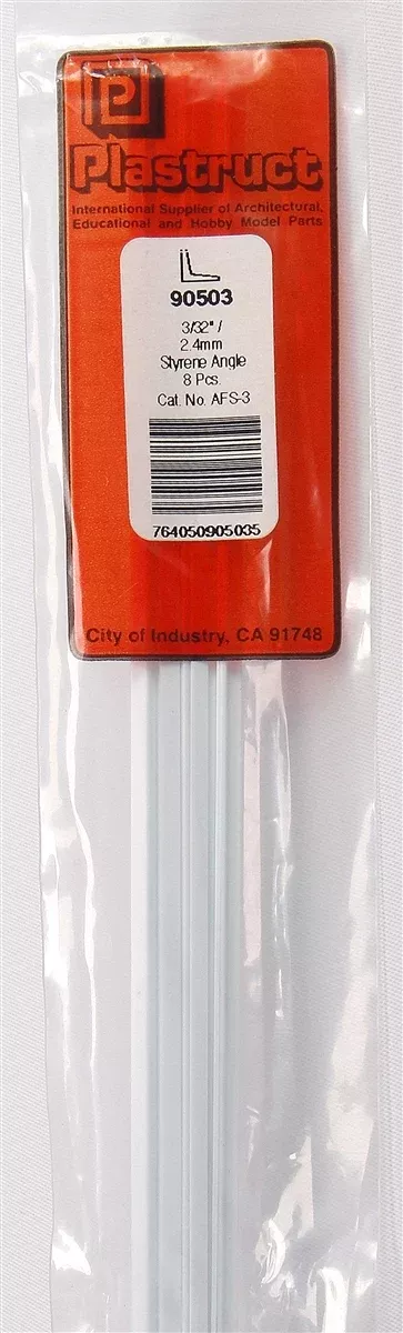 Plastruct 90503 AFS-3 Fineline Angle, 3/32" (8)