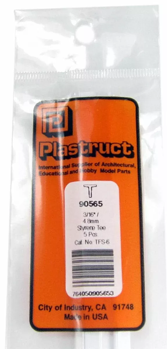Plastruct 90565 TFS-6 Styrene Tee, 3/16" (5)