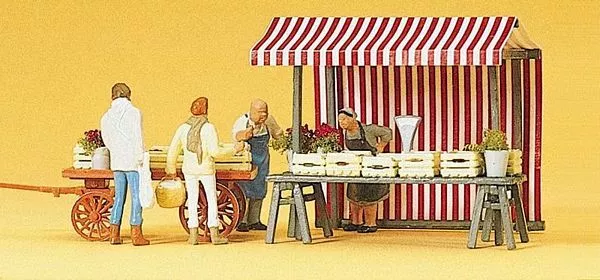 Preiser 10053 HO Scale Vendors -- Food Vendors/Cart