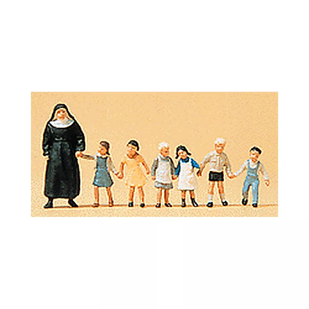 Preiser 10401 HO Scale Pedestrians -- Nun w/Small Children