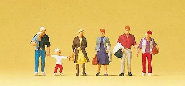 Preiser 10517 HO Scale Pedestrians -- Walking Travelers #2 pkg(6)