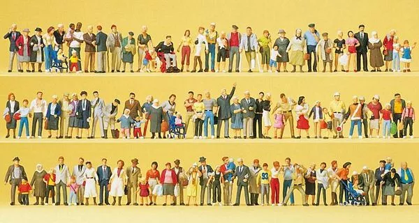 Preiser 13002 HO Scale Pedestrians - Bulk Set -- On Streets & Squares
