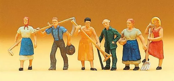 Preiser 14040 HO Scale Working People — Farm Workers pkg(6)