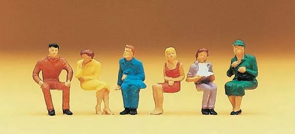 Preiser 14095 HO Scale Spectators — Seated Persons pkg(6)