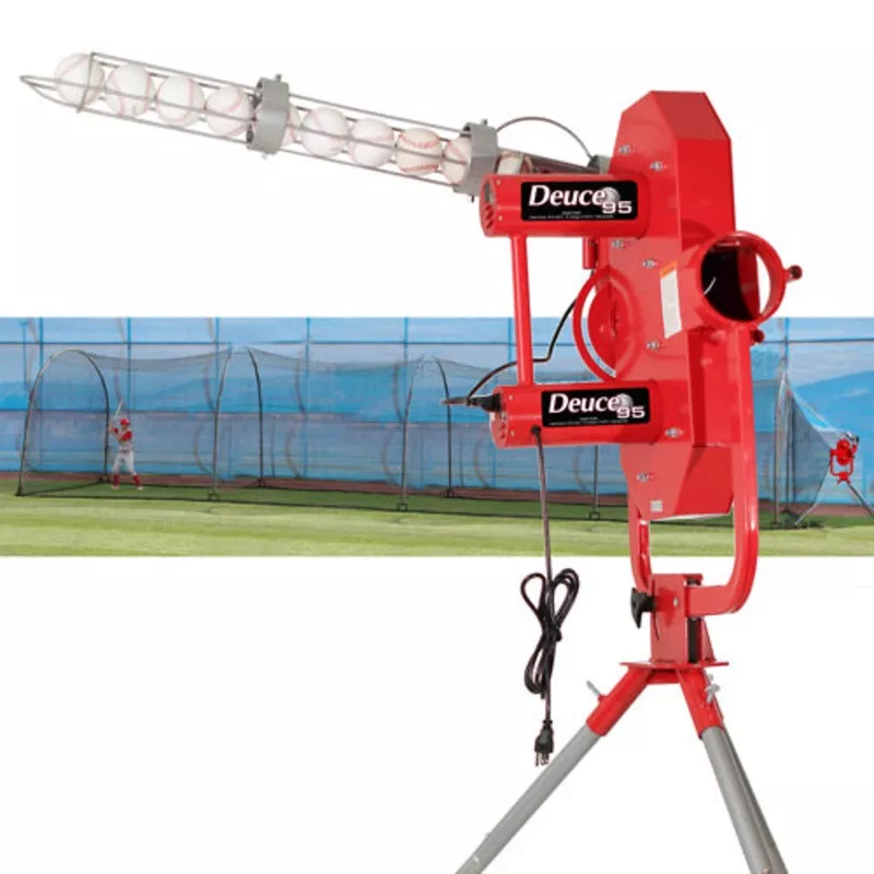 *PREORDER MID JUNE* Heater Deuce 95 MPH Pitching Machine w/ Feeder & Xtender 48′ Batting Cage