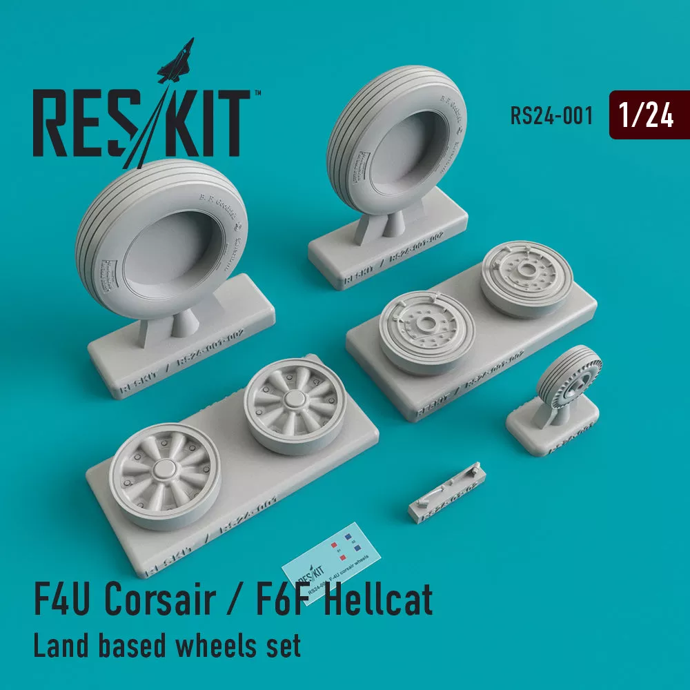 ResKit RS24-0001 1:24 Grumman F6F-5 Hellcat Land based wheels set