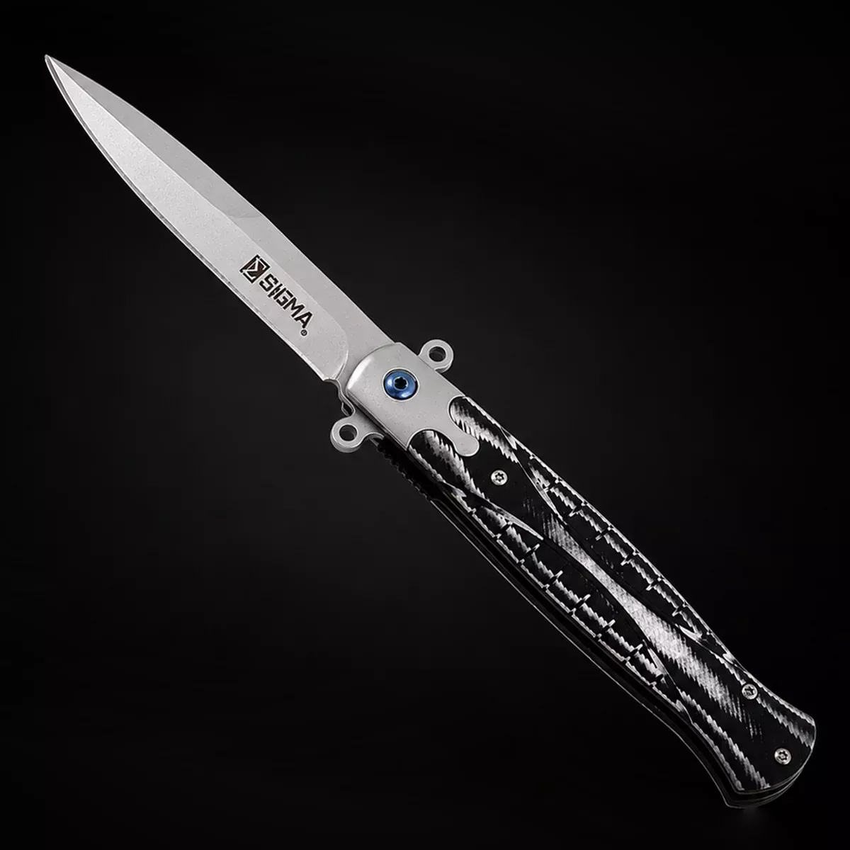 Sigma Ball Bearing Flipper Knife – Black and White Micarta Handle