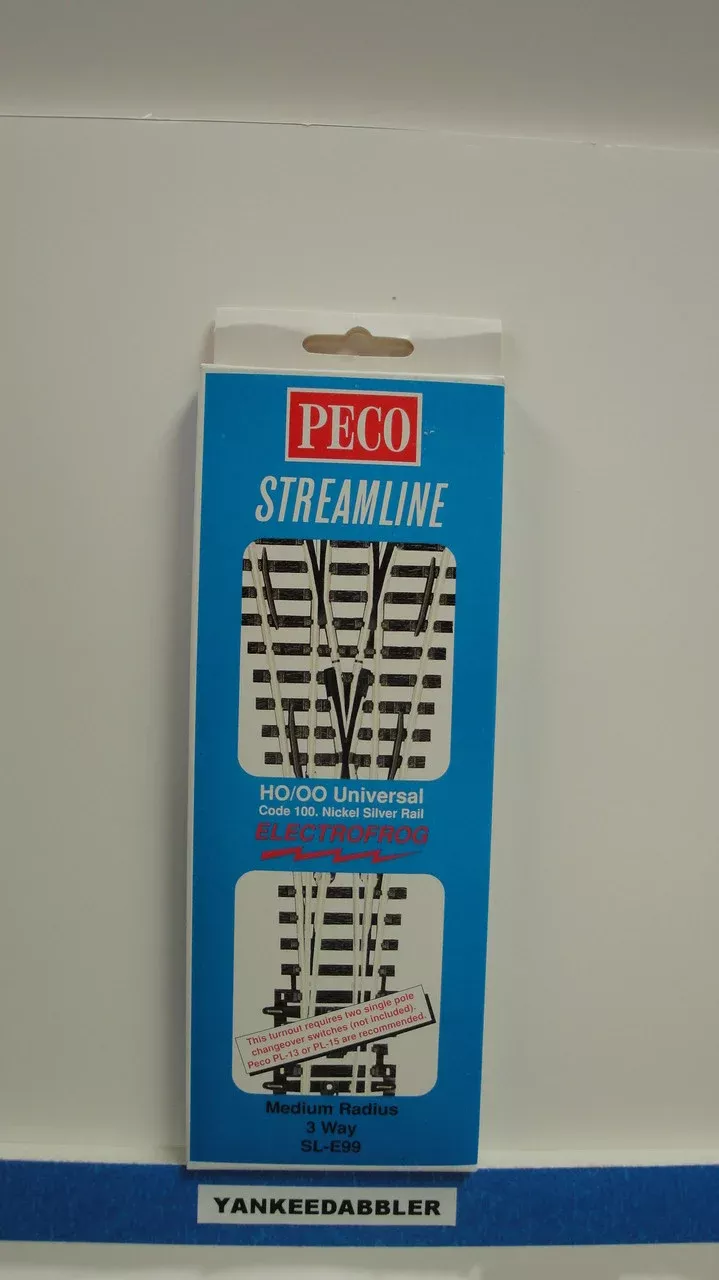 SL-E99 Peco / SL-E99 Code 100 3-Way Medium Radius Electrofrog Turnout (SCALE=HO ) P Part # PCO-SL-E99
