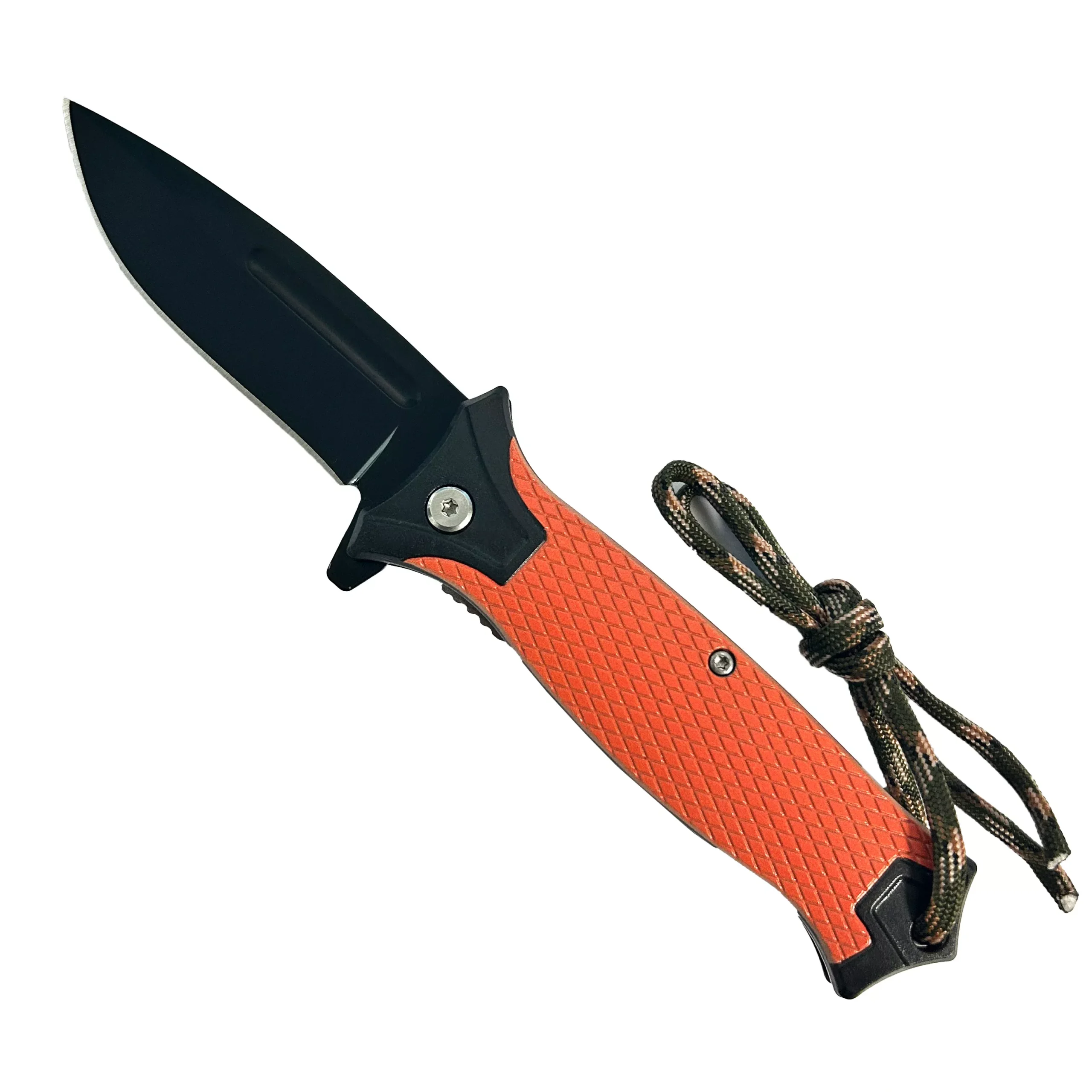 Spring Assisted Pocket Knife – Black Blade, Orange Grip