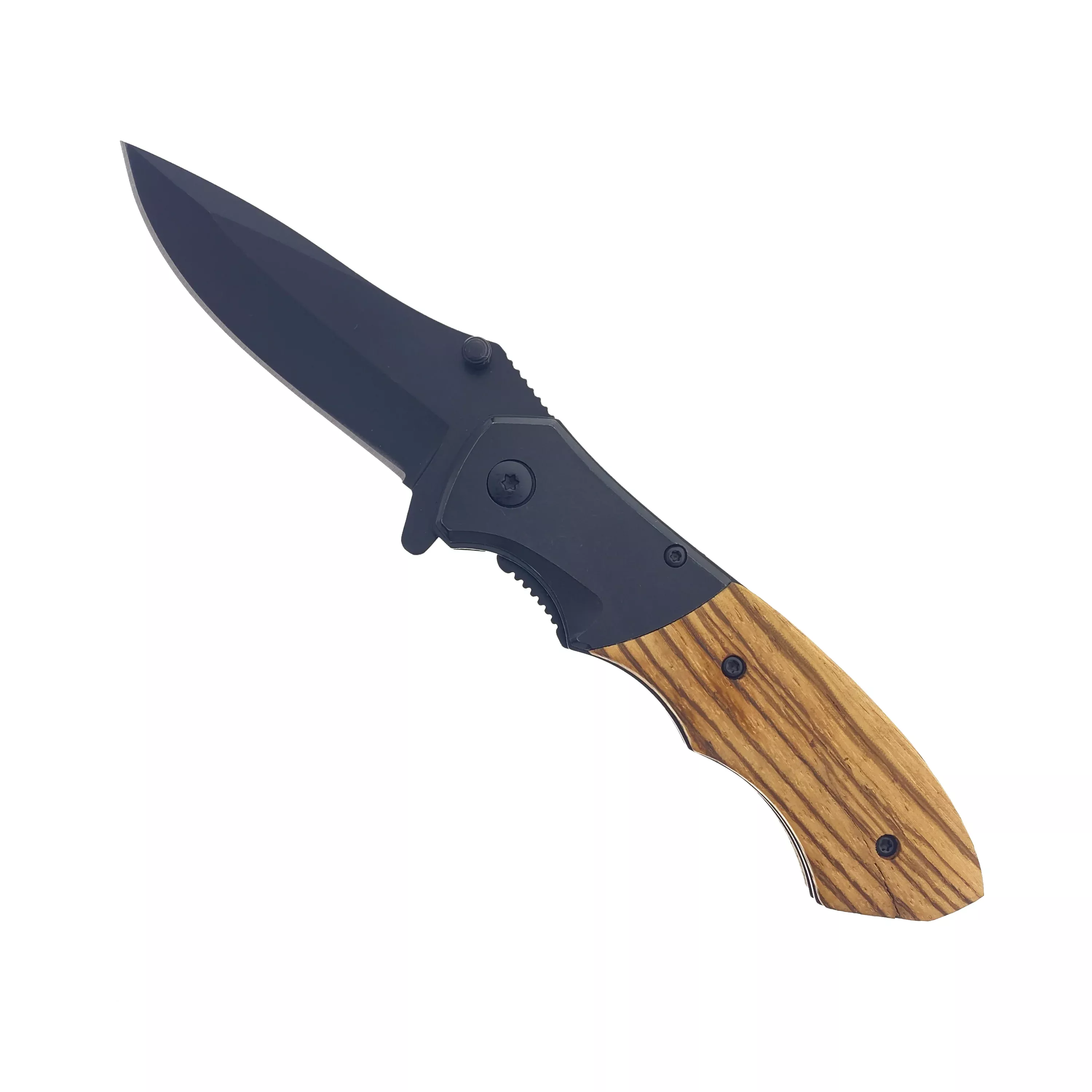 Spring Assisted Pocket Knife - Wood Handle Knife
