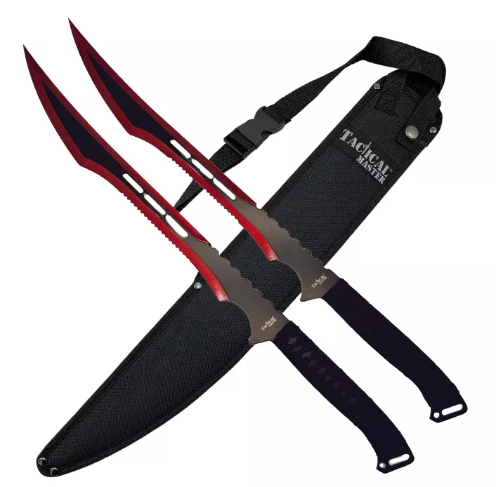 Tactical Master 27″ Twin Tactical Machete Set (Red)