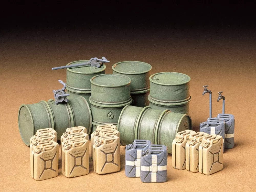 Tamiya German Fuel Drum Set for WWII Military Models