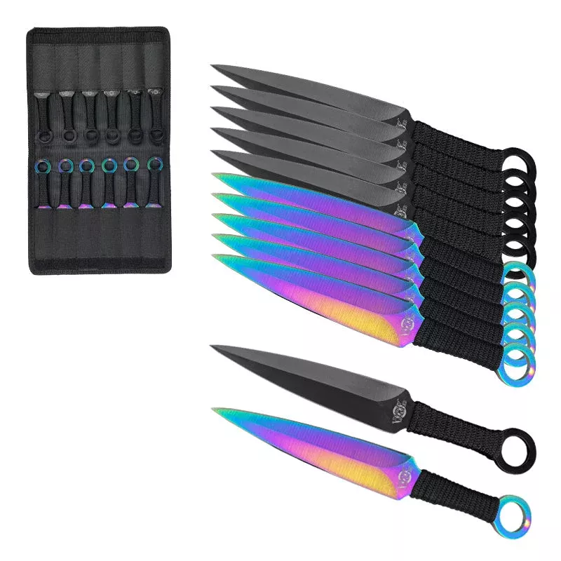 Target Master 12 PCS Rainbow & Black Throwing Knife Set