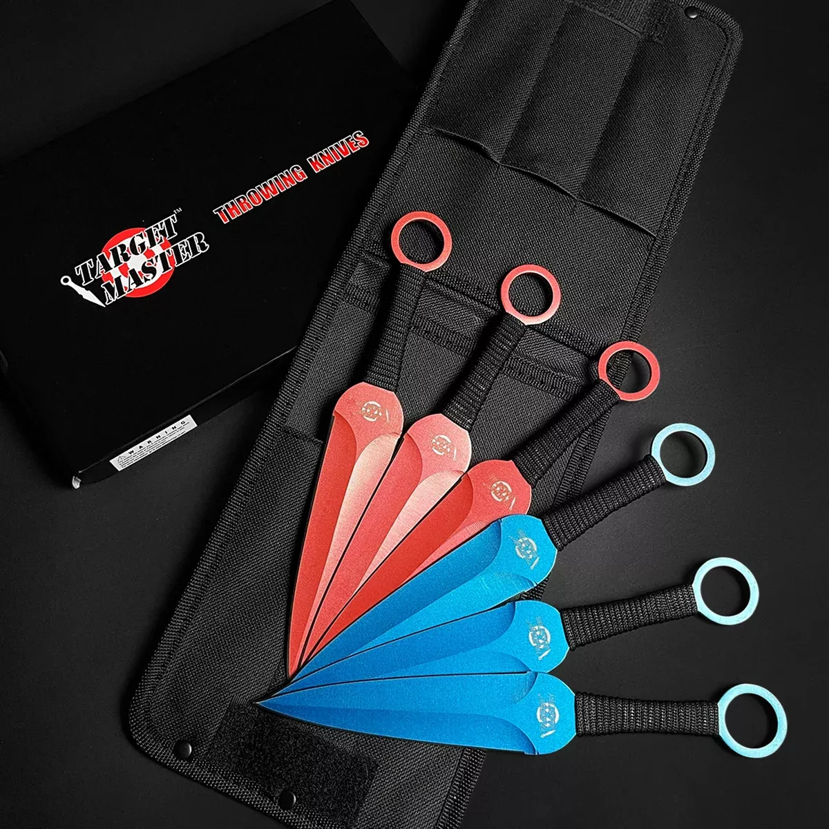 Target Master 6 PCS Blue & Red 9″ Ninja Kunai Set w/ Dart Board
