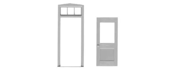 Tichy O Scale #2030 1 LITE DOOR/FRAME/TRANSOM - 2030