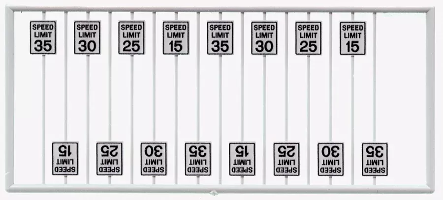 Tichy Train Group 8259 Speed Limit Signs pkg(16) -- Low Speeds, HO Scale