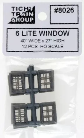 Tichy Train Group HO 8026 40" x 27" 6 Lite Window (12)