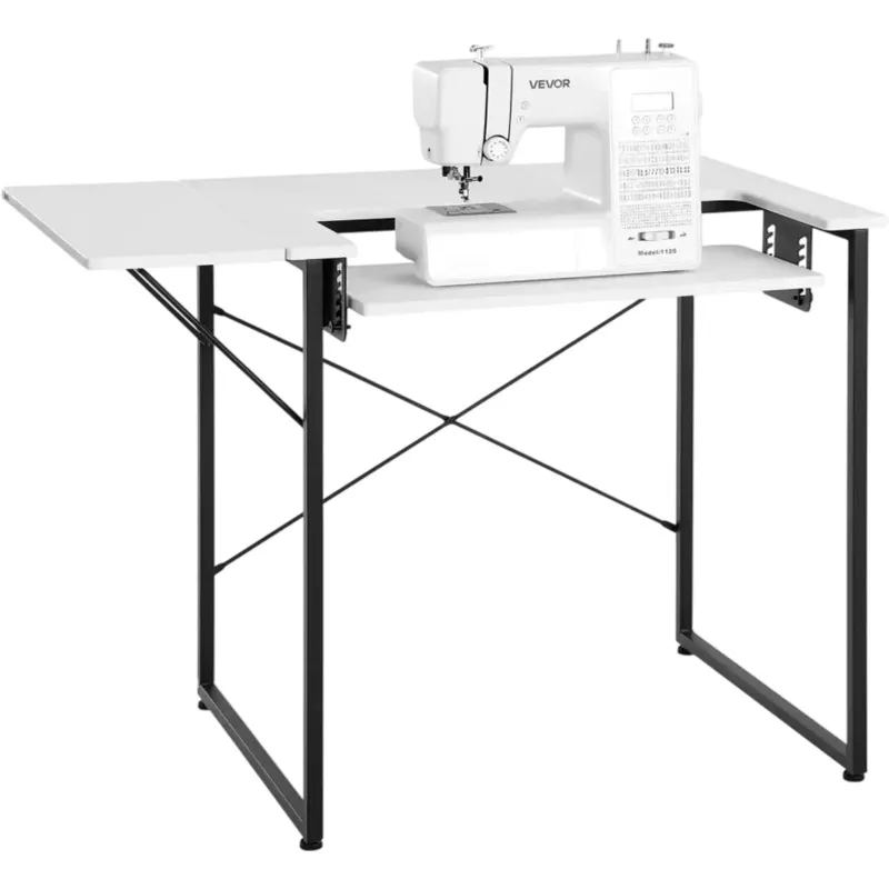 Vevor Sewing Table Foldable Multipurpose Sewing Machine Desk with Adjustable Shelf White New
