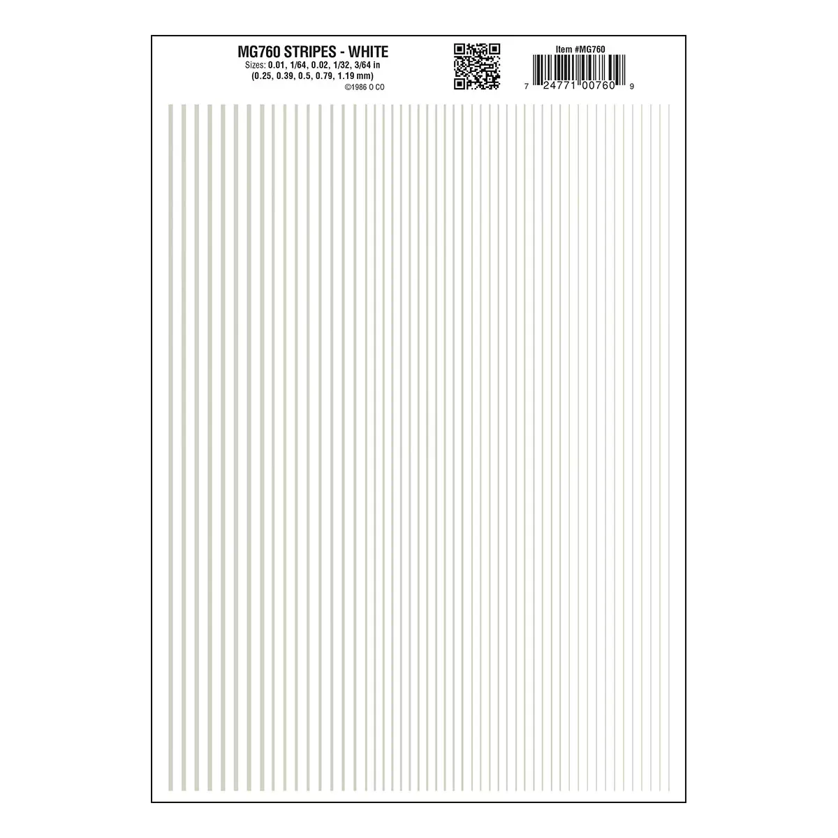 Woodland Scenics MG760 Model Graphics, Stripes, White