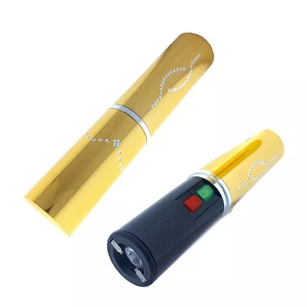 Yellow Lipstick Stun Gun with Crystal Design